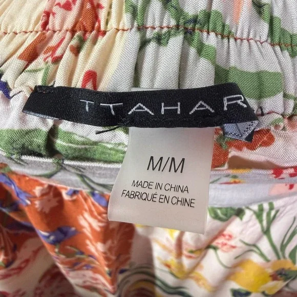 T Tahari Skirt Small Medium Multi Floral Patchwork Tiered Maxi Boho A-Line - Picture 11 of 13